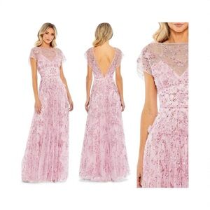 Mac Duggal Dress 93685 Cap Sleeve Sequin Candy Pink Gown Size 12 $798